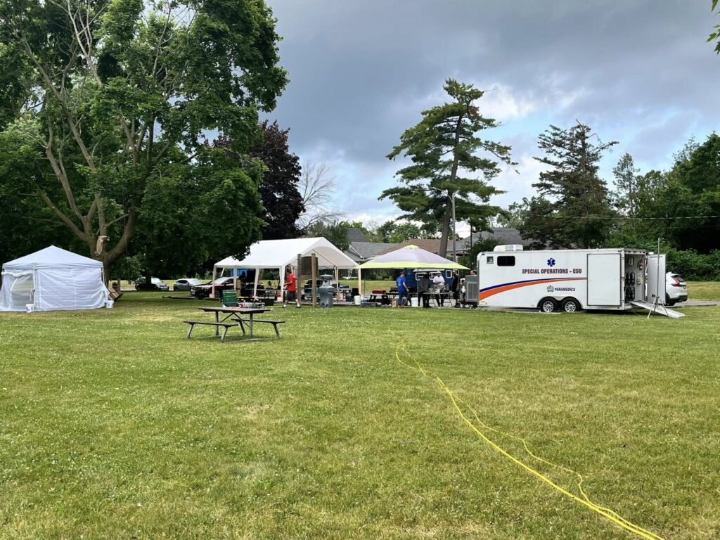 shot of whole setup form back of park