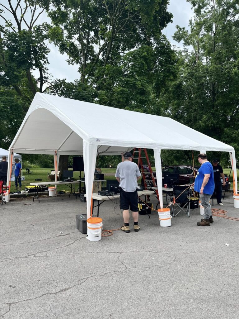 new 20x20 tent being setup